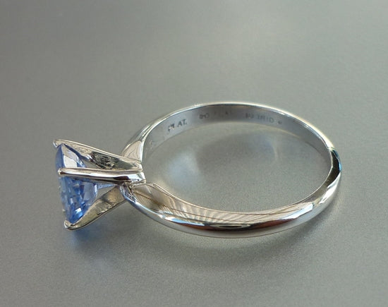 1.41CT EXCELLENT 100% NATURAL CERTIFIED CEYLON BLUE SAPPHIRE SOLITAIRE SOLID PLATINUM RING