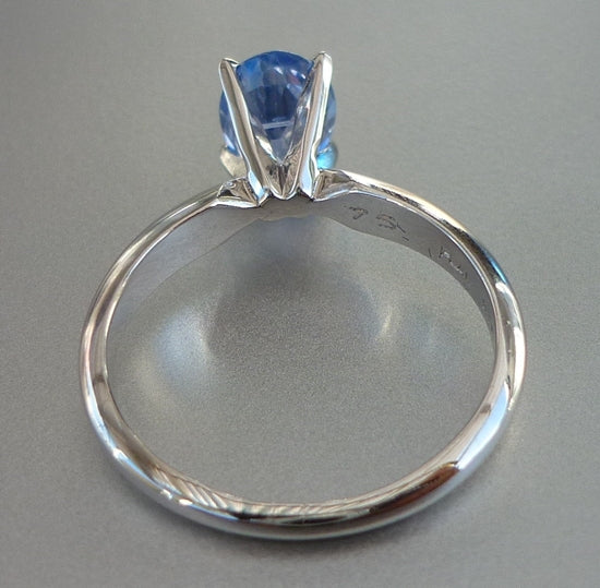 1.41CT EXCELLENT 100% NATURAL CERTIFIED CEYLON BLUE SAPPHIRE SOLITAIRE SOLID PLATINUM RING
