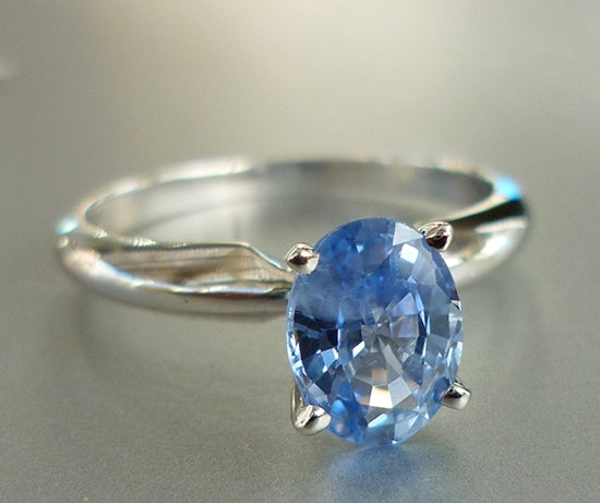 1.41CT EXCELLENT 100% NATURAL CERTIFIED CEYLON BLUE SAPPHIRE SOLITAIRE SOLID PLATINUM RING