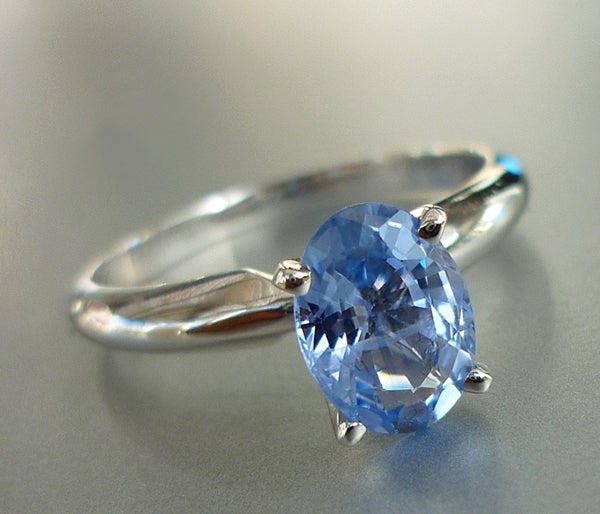 1.41CT EXCELLENT 100% NATURAL CERTIFIED CEYLON BLUE SAPPHIRE SOLITAIRE SOLID PLATINUM RING