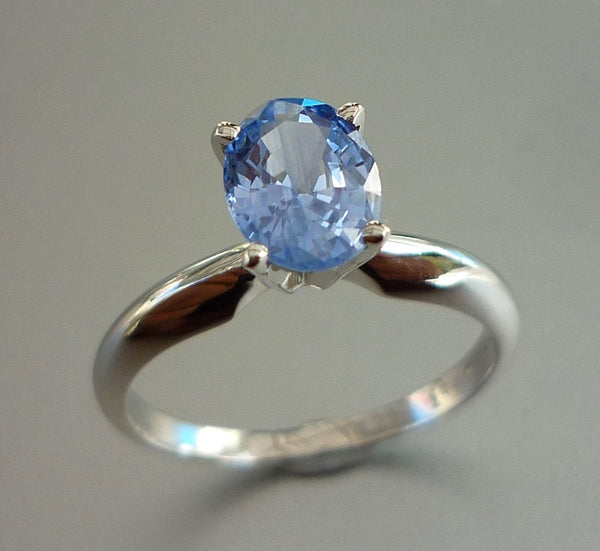 1.41CT EXCELLENT 100% NATURAL CERTIFIED CEYLON BLUE SAPPHIRE SOLITAIRE SOLID PLATINUM RING