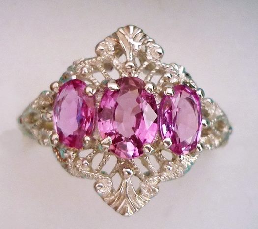 2.21CT BEAUTIFUL PINK SAPPHIRE CROWN TRILOGY SOLID PLATINUM RING