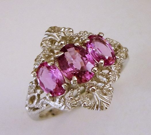 2.21CT BEAUTIFUL PINK SAPPHIRE CROWN TRILOGY SOLID PLATINUM RING
