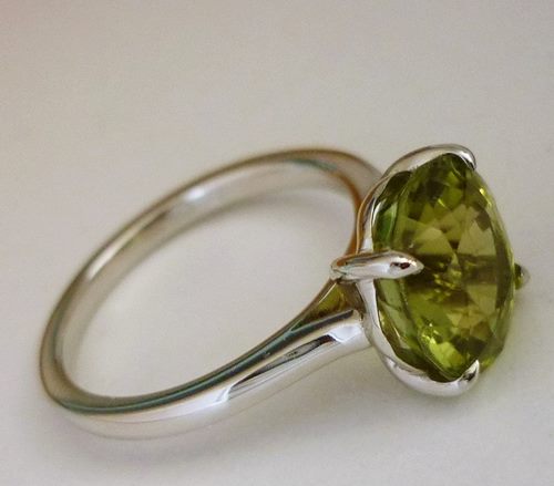 2.59 CT 認定天然イエロー グリーン トルマリン ソリティア ソリッド プラチナ リング