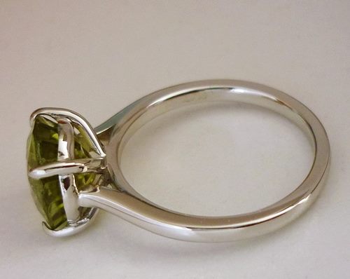 2.59 CT 認定天然イエロー グリーン トルマリン ソリティア ソリッド プラチナ リング