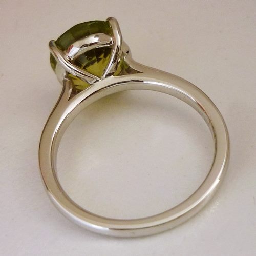 2.59 CT 認定天然イエロー グリーン トルマリン ソリティア ソリッド プラチナ リング