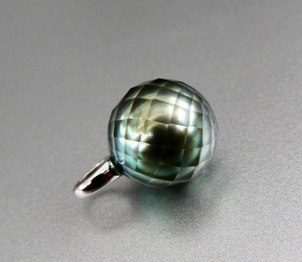 10.6MM GENUINE SOUTH SEA CUSTOM TAHITIAN PEARL 14K SOLID WHITE GOLD PENDANT