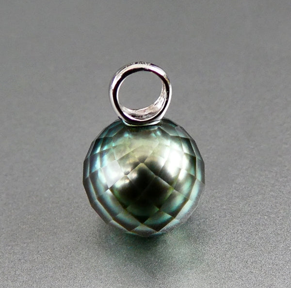 10.6MM GENUINE SOUTH SEA CUSTOM TAHITIAN PEARL 14K SOLID WHITE GOLD PENDANT